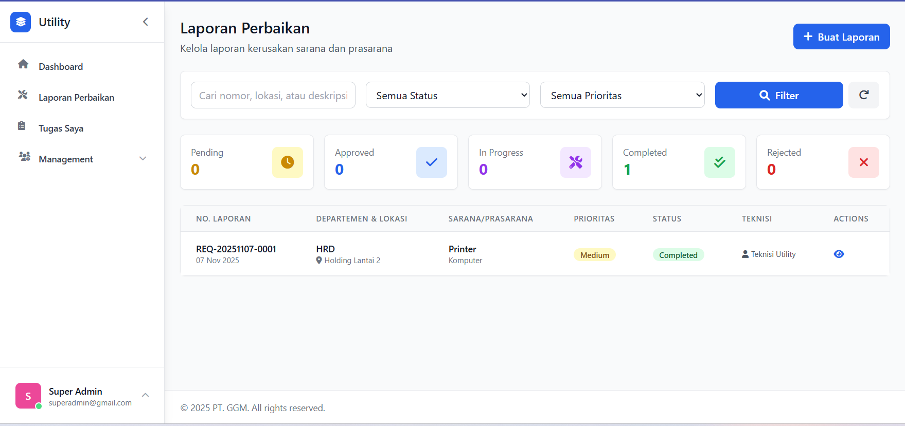 Sistem Utility Request